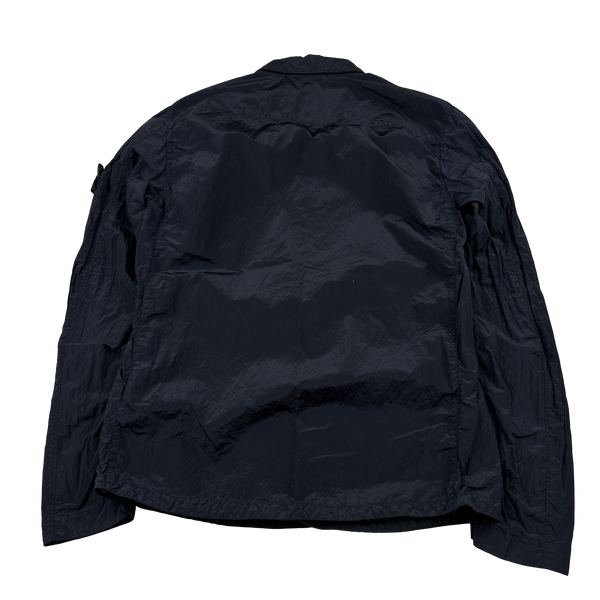Stone Island Navy Blue Nylon Metal Shimmer Overshirt - Medium