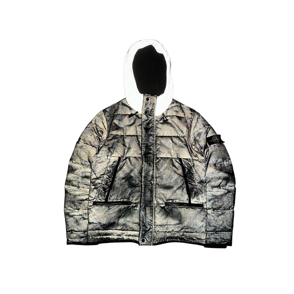 Stone Island 2013 Grey Mesh Reflective Down Jacket - Medium
