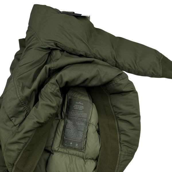 Stone Island Khaki Stretch Wool Nylon TC Down Ghost Bomber Jacket - XL