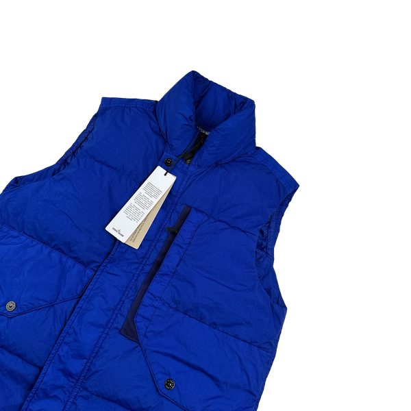 Stone Island 2023 Blue Crinkle Reps R-NY Down Gilet - Small