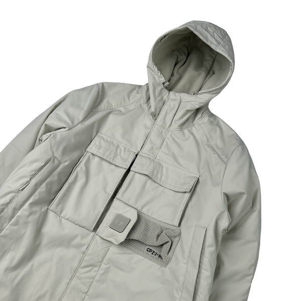 CP Company Cream Fleece Lined Heavyweight Dynatec Metropolis Jacket - Large