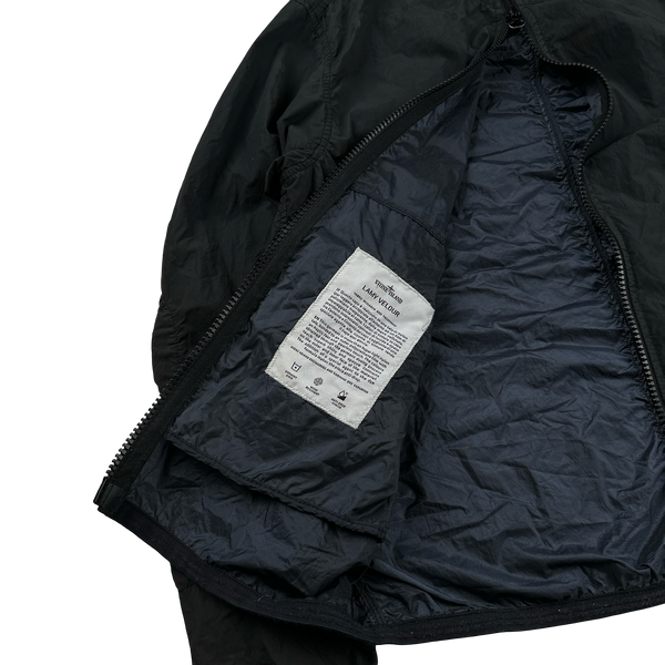 Stone Island 2019 Black Lamy Velour Hooded Jacket - Small