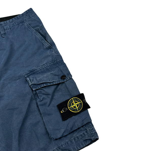 Stone Island 2020 Blue Cotton Cargo Shorts - 31"