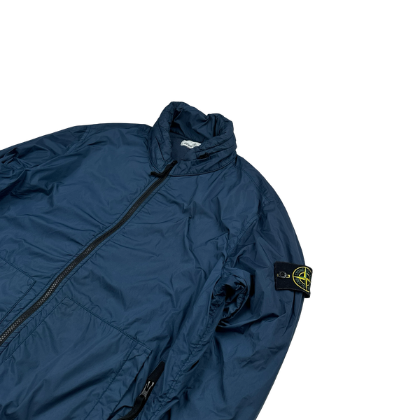 Stone Island 2020 Blue Crinkle Reps Bomber Jacket - Large