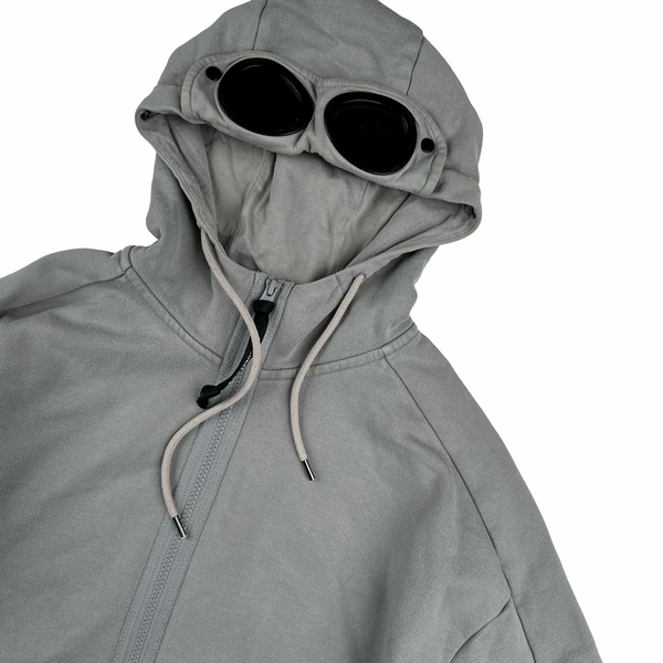 CP Company Grey Cotton Goggle Hoodie - Small