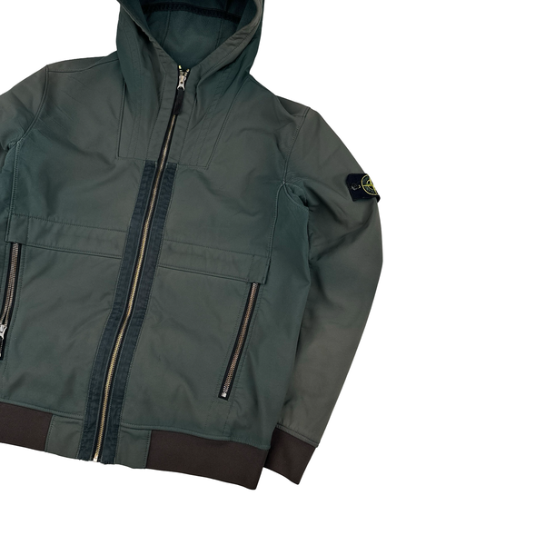 Stone Island 2019 Washed Green Fleece Lined Soft Shell - Large