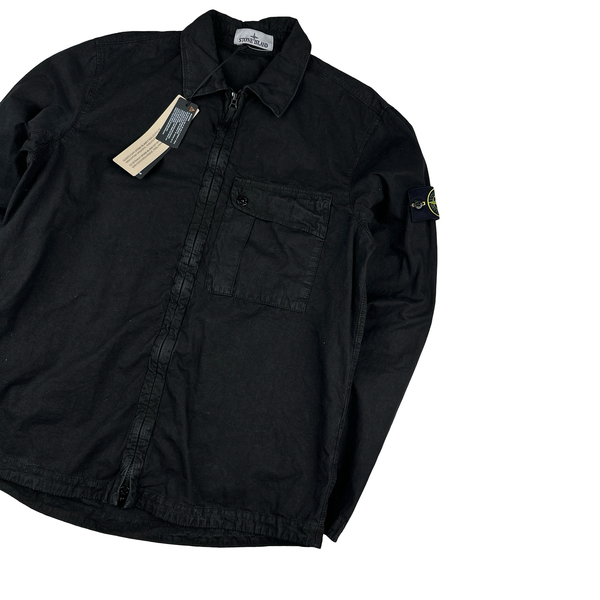 Stone Island 2024 Black Garment Dyed Overshirt - Large