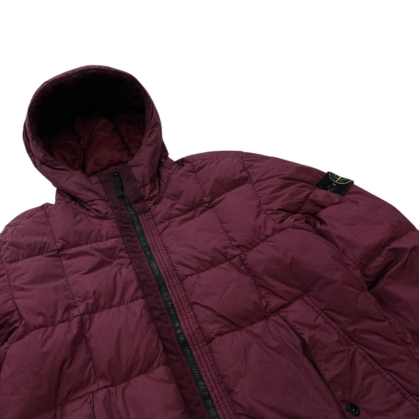 Stone Island 2018 Plum Down Filled Crinkle Puffer Jacket - Large
