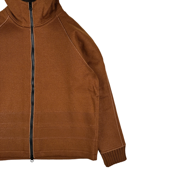 Stone Island 2025 Marina Brown Felted Wool Woven Knit Zipped Jacket - Large