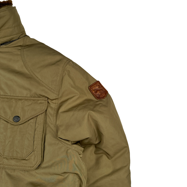 Ralph Lauren Tan Quilted Cargo Zipped Jacket - Large
