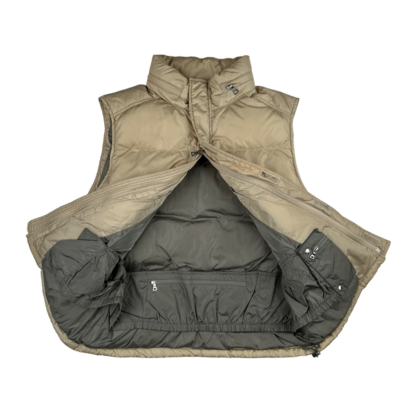 Prada Tan Red Tab Down Filled Puffer Gilet - Large