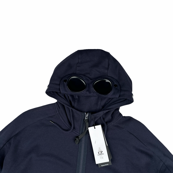 CP Company Navy Goggle Cotton Zip Up Hoodie - Medium