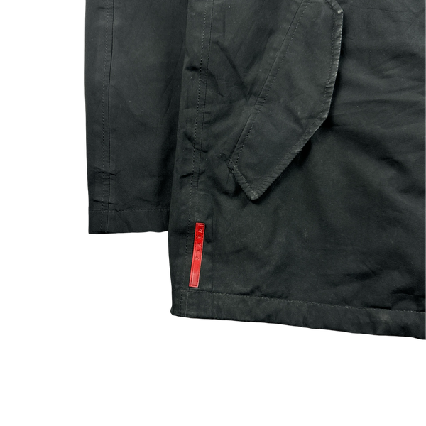 Prada Black Racoon Fur Hood Goretex Parka Jacket - XL