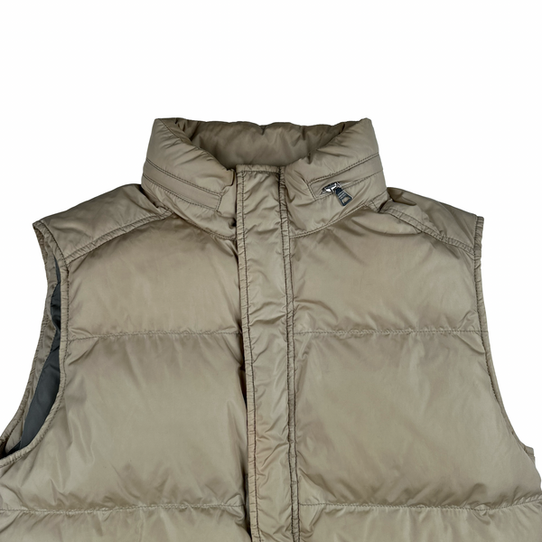 Prada Tan Red Tab Down Filled Puffer Gilet - Large