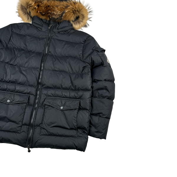 Pyrenex Black Fur Hood Down Puffer Jacket - XL