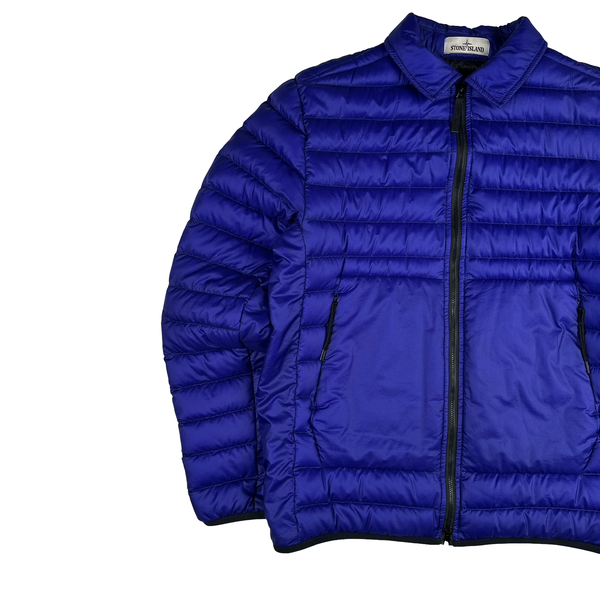 Stone Island 2022 Bio Based Ripstop Nylon Down Royal Blue Jacket - Large