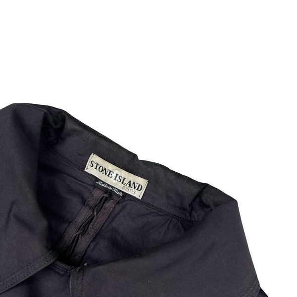 Stone Island 2000 Navy Double Breasted Raso Gommato Jacket - Large