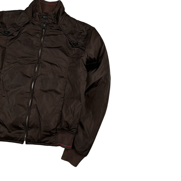 Gucci Brown Striped Collar Zipped Bomber Jacket - XL
