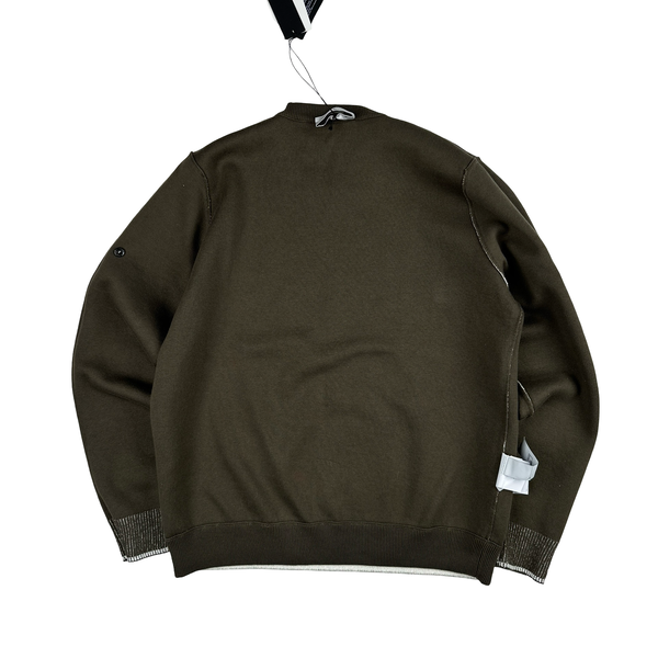 Stone Island 2025 Reversable Frosted Green Pullover Jumper - Small