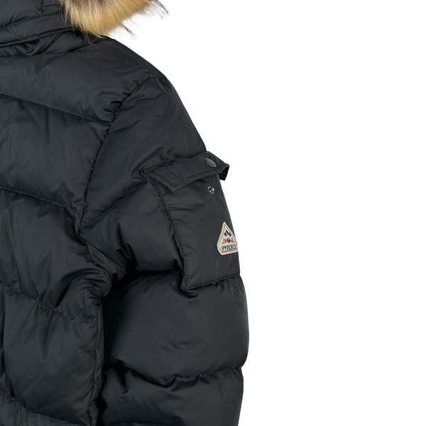 Pyrenex Black Fur Hood Down Puffer Jacket - XL