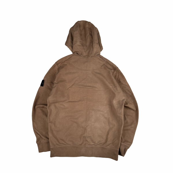Stone Island Brown Cotton Zipped Hoodie - Large