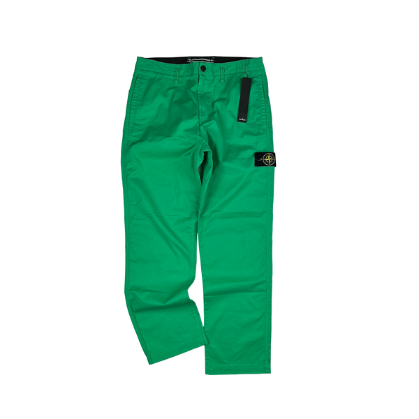 Stone Island 2021 Green Regular Fit Cotton Cargo Trousers - 32"