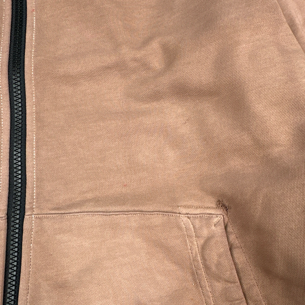 Stone Island Brown Cotton Zipped Hoodie - Large
