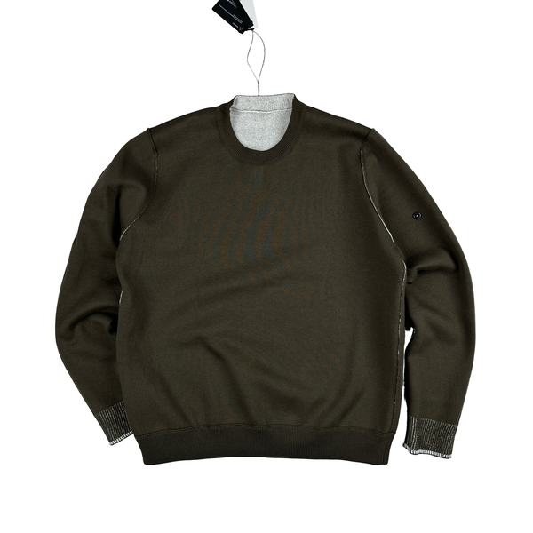 Stone Island 2025 Reversable Frosted Green Pullover Jumper - Small