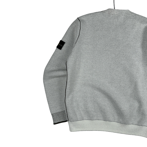 Stone Island 2025 Reversable Frosted Green Pullover Jumper - Small