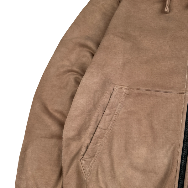 Stone Island Brown Cotton Zipped Hoodie - Large