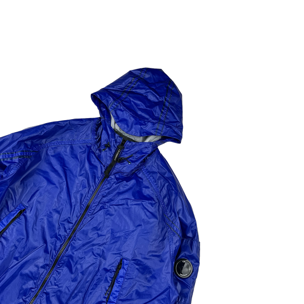 CP Company Blue Garment Dyed Rubber Hooded Jacket - 3XL
