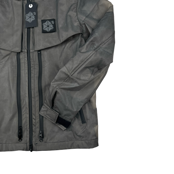 Plurimus Matte Grey Dual Hood Polycover Zipped Jacket - Small