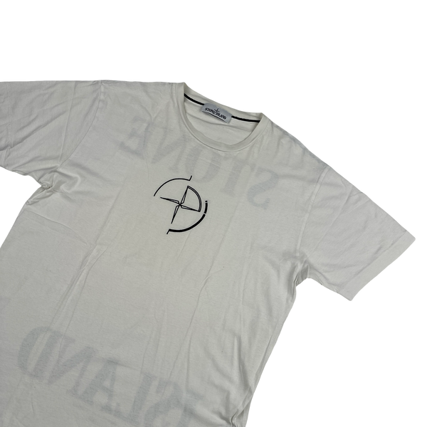 Stone Island 2020 White Graphic Spellout White T Shirt - Large