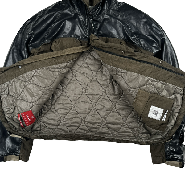 CP Company Khaki Quartz Quilted Paneled Goggle Jacket - Large