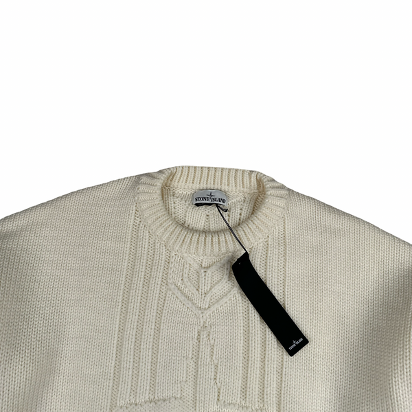 Stone Island 2020 White Thick Winter Embossed Knit - 3XL