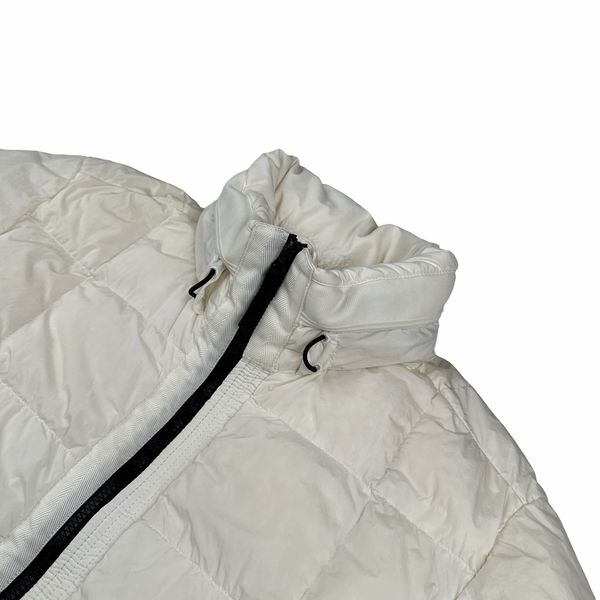 Stone Island White Garment Dyed Crinkle Reps Puffer Jacket - Medium