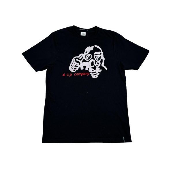 CP Company Cotton Black Spellout Comics & Cars T Shirt - Large