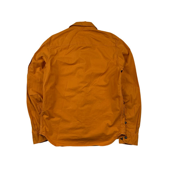 CP Company Orange Cotton Zipped Overshirt - Small