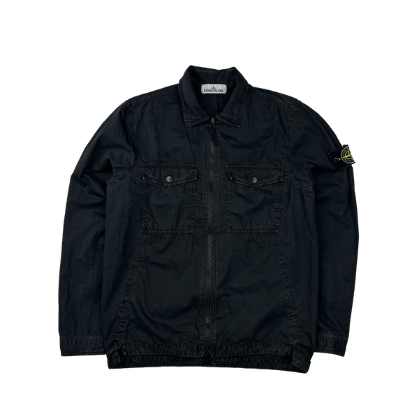 Stone Island 2019 Black Cotton Zipped Overshirt - Small