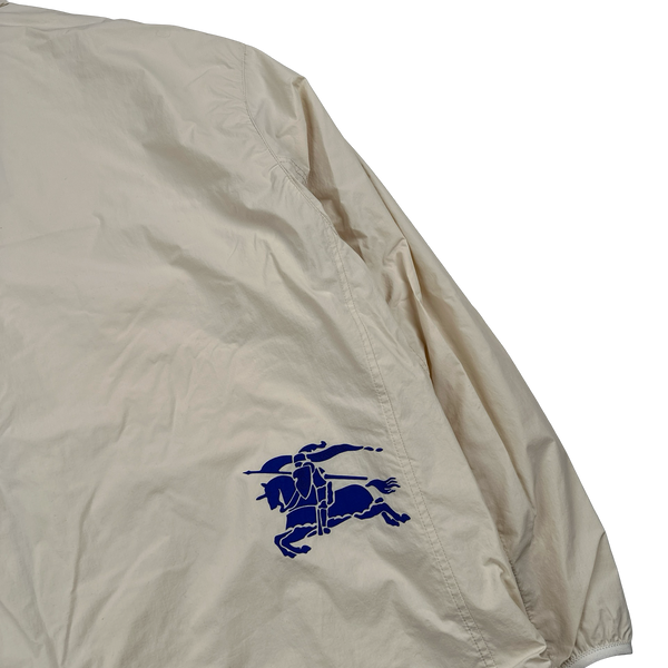 Burberry Cream Nylon Logo Hooded Zipped Jacket - Large
