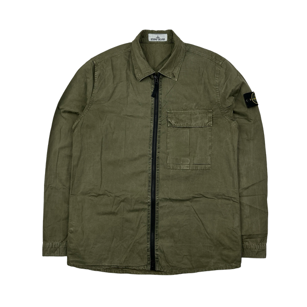 Stone Island 2019 Green Cotton Garment Dyed Overshirt - Medium