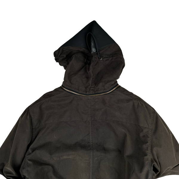 Cp Company Archive 2002 Brown Vulcanised Rubber Hood Lined Goggle Jacket - XXL