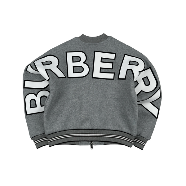Burberry Thick Heavyweight Grey Spellout Zipped Jumper - Medium
