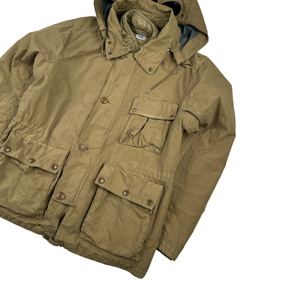CP Company 50 Fili Down Filled Brown Goggle Jacket - Small