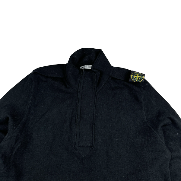 Stone Island 2008 Black Shoulder Badge Wool High Neck Pullover Jumper - XL