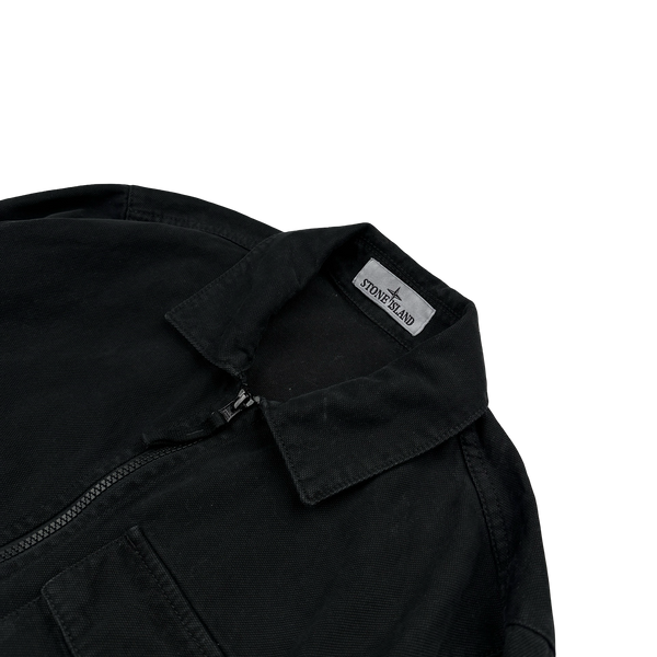 Stone Island 2019 Black Cotton Canvas Patch Overshirt - Small