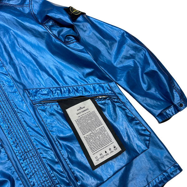 Stone Island Reversible Electric Chrome Blue Spaceman Raso Gommato Jacket - Large