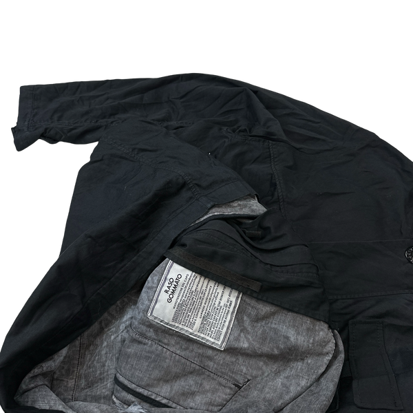 Stone Island 2004 Black Cotton Raso Gommato Jacket - XL