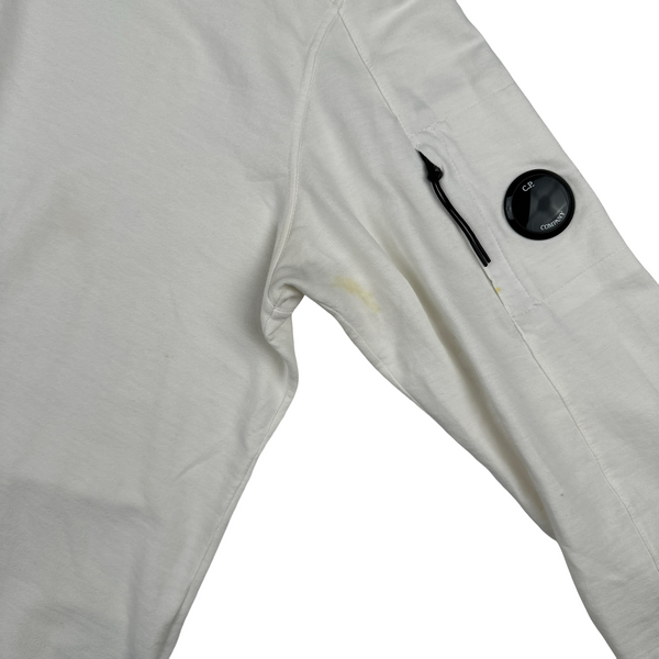CP Company Cotton Quarter Zip Lens View White Jumper - XL