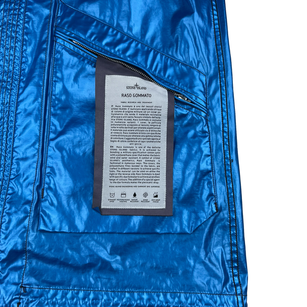 Stone Island Reversible Electric Chrome Blue Spaceman Raso Gommato Jacket - Small